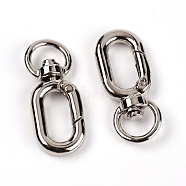 Zinc Alloy Swivel Clasps, Oval, Platinum, 39x16x7mm, Hole: 6x10mm(PALLOY-TAC0023-17C)