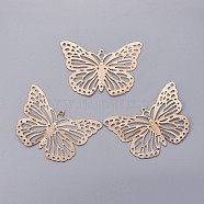 Iron Butterfly Filigree Pendants, Golden, 32x50x0.4mm, Hole: 2mm(X-IFIN-P003-03)