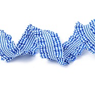 Lattice Double Ruffle Elastic Nylon Ribbon, Webbing Garment Sewing Accessories, Royal Blue, 1 inch(24mm), about 50yards/roll(45.72m/roll)(NWIR-O010-03A)