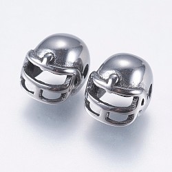 304 Stainless Steel Beads, Football Helmet, Antique Silver, 9x8.5x6.5mm, Hole: 1.5mm(STAS-I069-19AS)