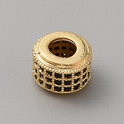 Brass Cubic Zirconia European Beads, Large Hole Beads, Cadmium Free & Lead Free, Real 18K Gold Plated, Column, Black, 8.5x6mm, Hole: 4mm(KK-WH0081-05G-02)