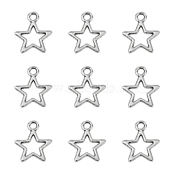Tibetan Style Alloy Charms, Star, Silver Color Plated, Lead Free & Cadmium Free, 14.5x12x1mm, Hole:2mm(K0PGH021)
