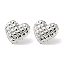 304 Stainless Steel Stud Earrings, Heart, Stainless Steel Color, 23x26.5mm(EJEW-G367-07P)