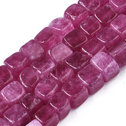 Natural Quartz Beads Strands, Dyed, Cube, Fuchsia, 6.5~10.5x6.5~8x6~8mm, Hole: 1mm, about 50~51pcs/Strand, 14.88 inch~15.04 inch(37.8cm~38.2cm)(G-S359-365C)