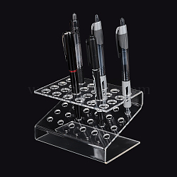 24-Hole Transparent Acrylic Pen & Pencil Display Stands, Pen Organizer Holder, Rectangle, Clear, 124x90x80mm(ODIS-WH0027-035B)