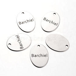 Spray Painted Stainless Steel Pendants, Oval with Word Barchiel, Stainless Steel Color, 30x22x1mm, Hole: 3mm(STAS-I048-J07)