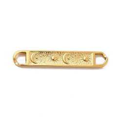 Ion Plating(IP) 304 Stainless Steel Connector Charms, Rectangle Links with Moon & Star, Real 18K Gold Plated, 7x42x3mm, Hole: 4x5mm(STAS-F282-12G)