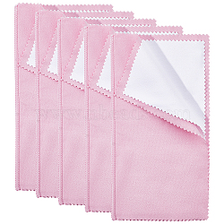 5 Sheets 4 Layers Silver Polishing Cloth, Jewelry Cleaning Cloth, Sterling Silver Anti-Tarnish Cleaner, Rectangle, Pink, Fold: 10x20x0.2cm(AJEW-SC0002-32)