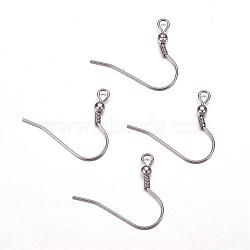 Tarnish Resistant 304 Stainless Steel Earring Hooks, with Horizontal Loop, Stainless Steel Color, 21x23.5x3mm, Hole: 2mm, 22 Gauge, Pin: 0.6mm(STAS-F117-23P)