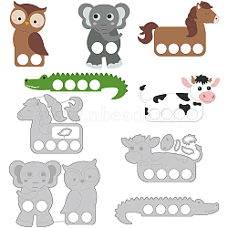 4Pcs 4 Styles Carbon Steel Cutting Dies Stencils, for DIY Scrapbooking, Photo Album, Decorative Embossing Paper Card, Stainless Steel Color, Owl & Elephant & Horse & Cow & Crocodile, Animal Pattern, 99160~x43~106x0.8mm, 1pc/style(DIY-WH0309-858)