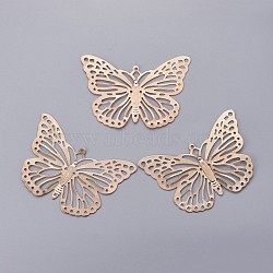 Iron Butterfly Filigree Pendants, Golden, 32x50x0.4mm, Hole: 2mm(X-IFIN-P003-03)