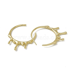 Rack Plating Brass Melting Drop Stud Earrings, Half Hoop Earrings for Women, Lead Free & Cadmium Free, Real 18K Gold Plated, 36x26x2.5mm, Pin: 0.7mm(EJEW-F294-05G)