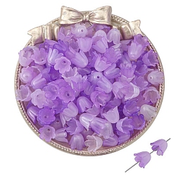 100Pcs Acrylic Bead Caps, Flower, Medium Orchid, 10x8mm, Hole: 1.5mm(PW-WGF2E45-01)