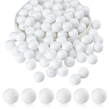 100Pcs Silicone Beads Round Rubber Bead 15MM Loose Spacer Beads for DIY Supplies Jewelry Keychain Making, White, 15mm