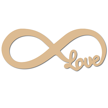 Word Love Laser Cut Unfinished Basswood Wall Decoration, for Kids Painting Craft, Home Decoration, Infinity Pattern, 12x30x0.05cm