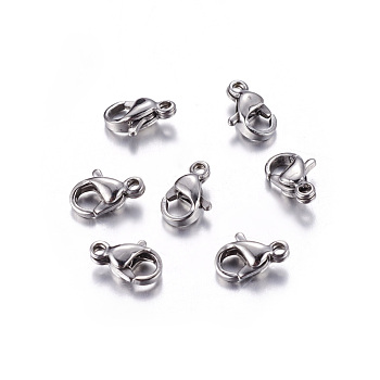304 Stainless Steel Lobster Claw Clasps, Parrot Trigger Clasps, Manual Polishing, 9x5x2.5mm, Hole: 1mm