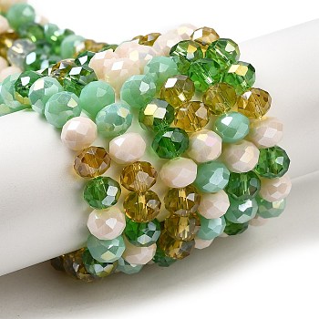 Glass Beads Strands, Faceted, Rondelle, Medium Sea Green, 8x6mm, Hole: 1mm, about 65~68pcs/strand, 15.7~16.1 inch(40~41cm)