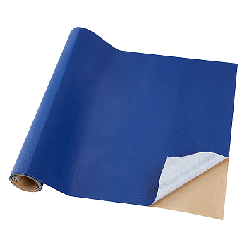 Gorgecraft 1 Sheet Rectangle PVC Leather Self-adhesive Fabric, for Sofa/Seat Patch, Dark Blue, 137x35x0.04cm