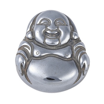 Synthetic Terahertz Stone Pendants, Maitreya Laughing Buddha Charms, 37.5x32.5x12mm, Hole: 1.4mm