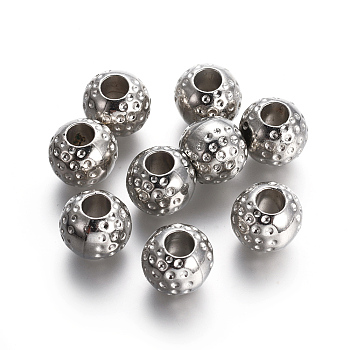 CCB Plastic Beads, Large Hole Round Beads, Platinum, 14x12mm, Hole: 6mm