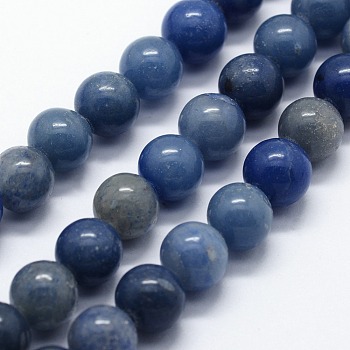 природные голубые авантюрин бисером пряди, вокруг, 8 mm, отверстия: 1 mm, о 46 шт / прядь, 14.76 дюйм (37.5 см)