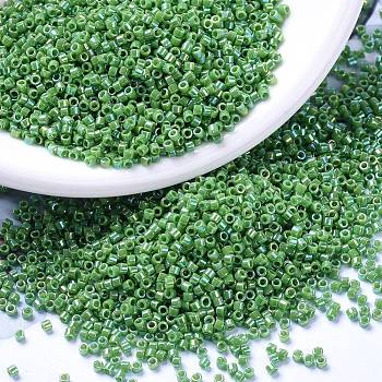 MIYUKI Delica Beads, Cylinder, Japanese Seed Beads, 11/0, (DB0163) Opaque Green AB, 1.3x1.6mm, Hole: 0.8mm, about 2000pcs/10g