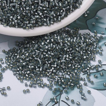 MIYUKI Delica Beads, Cylinder, Japanese Seed Beads, 11/0, (DB0697) Dyed Semi-Frosted Silver Lined Gray, 1.3x1.6mm, Hole: 0.8mm, about 10000pcs/bag, 50g/bag