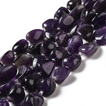 Natural Amethyst Beads Strands, Tumbled Stone, Nuggets, 18~29x15~20x11~17mm, Hole: 1.2~1.5mm, about 15~18pcs/strand, 15.75~17.13''(40~43.5cm)