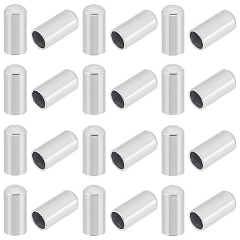 100Pcs 304 Stainless Steel Cord Ends, End Caps, Column, Stainless Steel Color, 8x3.5mm, Inner Diameter: 3mm, 100pcs