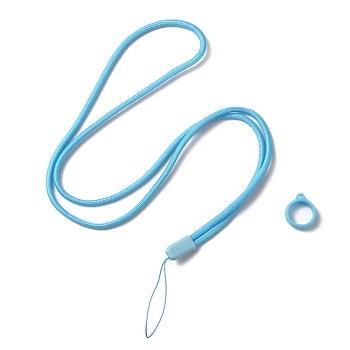 Portable Electronic Cigarette Anti-Lost Necklace Lanyard, Silicone Bands Anti Slip Rubber Rings, Deep Sky Blue, 44x0.3cm