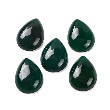 Dark Green Teardrop Natural Agate Cabochons