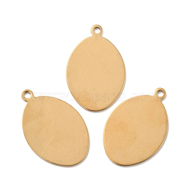Real 18K Gold Plated Oval 201 Stainless Steel Pendants