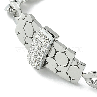 bracelet à maillons rectangulaires en zircone cubique avec 304 chaînes en acier inoxydable(BJEW-Q775-01P)-3