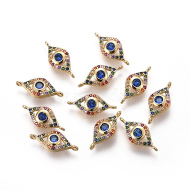 Real 18K Gold Plated Colorful Horse Eye Brass+Cubic Zirconia Links