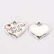Wedding Theme Antique Silver Tone Tibetan Style Alloy Heart with Father of the Bride Rhinestone Charms(X-TIBEP-N005-19B)-1