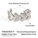 Heart 304 Stainless Steel Cuff Bangles for Women, Stainless Steel Color, Inner Diameter: 2-1/4 inch(5.6cm)(LI3169-2)