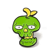 Halloween Enamel Pins, Black Alloy Brooches, Skeleton, 30x21x1.5mm(JEWB-R272-02E)