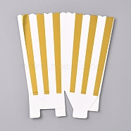 Stripe Pattern Paper Popcorn Boxes, Pop Corn/Candy/Sanck Boxes, Party Decoration, Gold, 15.5x14.1x0.1cm, Finished Product: 11.6x7.4x7.6cm(X-CON-L019-A-01A)