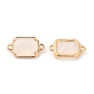 K9 Glass Connector Charms, Rectangle Links, with Light Gold Tone Brass Findings, Faceted, Light Peach, 7x12.5x3.5mm, Hole: 0.7mm(KK-E071-19KCG-02)
