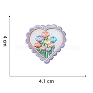 Computerized Embroidery Cloth Self-adhesive/Sew on Patches, Costume Accessories, Heart with Flower, Lilac, 40x41mm(HEAR-PW0002-102A-05)