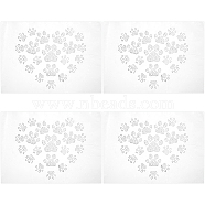 Heart with Paw Print Glass Hotfix Rhinestone, Iron on Appliques, Costume Accessories, for Clothes, Bags, Pants, Crystal, 190x210mm(FIND-WH0420-127)
