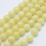 Natural Mashan Jade Round Beads Strands, Dyed, Light Yellow, 4mm, Hole: 1mm, about 98pcs/strand, 15.7 inch(X-G-D263-4mm-XS06)