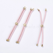 Nylon Twisted Cord Bracelet Making, Slider Bracelet Making, with Brass Findings, Cadmium Free & Lead Free, Real 18K Gold Plated, Tree of Life, Pink, 9 inch(23cm), 2mm, Hole: 2mm(X-MAK-F018-13G-RS)