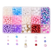 640Pcs 15 Style Acrylic Beads Set, Round, Mixed Color, 6x5mm, hole: 1.8mm(DIY-FS0002-47)