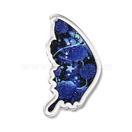 Acrylic Pendants, 3D Printed, Butterfly, Medium Blue, 48x24x2.5mm, Hole: 2mm(MACR-M034-01E)