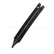 Metal Zipper Accessories, with PU Leather Frame, for Crochet Purse Making, Black, 35.5x4.7cm(PW-WG53953-02)