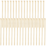 304 Stainless Steel Flat Head Pins, for Jewelry Making, Real 16K Gold Plated, 30x0.7mm, 21 Gauge, Head: 1.5mm, about 200pcs/box(STAS-BBC0004-37E)