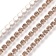 Electrophoresis Iron Rhinestone Strass Chains, Rhinestone Cup Chains, with Spool, Light Peach, SS12, 3~3.2mm, about 10yards/roll(CHC-Q009-SS12-B18)