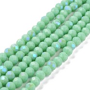 Electroplate Glass Beads Strands, Opaque Solid Color, AB Color Plated, Faceted, Rondelle, Dark Sea Green, 3.5~3.8x3mm, Hole: 0.4mm, about 113~115pcs/strand, 32~33cm(EGLA-A034-P3mm-B22)