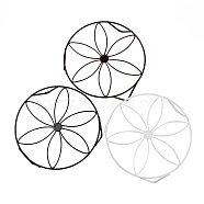 Nbeads 3Pcs 3 Colors Flat Round with Flower Pattern Iron Display Decorations, for Garden Plant Supports, Mixed Color, 240x70mm, 1pc/color(AJEW-NB0002-99)
